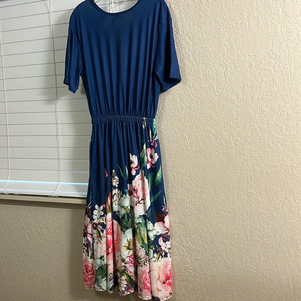 Hekka Navy Maxi Dress with Floral Bottom.